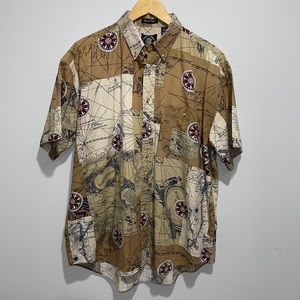 Men’s Gant Salty Dog Nautical Over Print Button Down Shirt Size Large